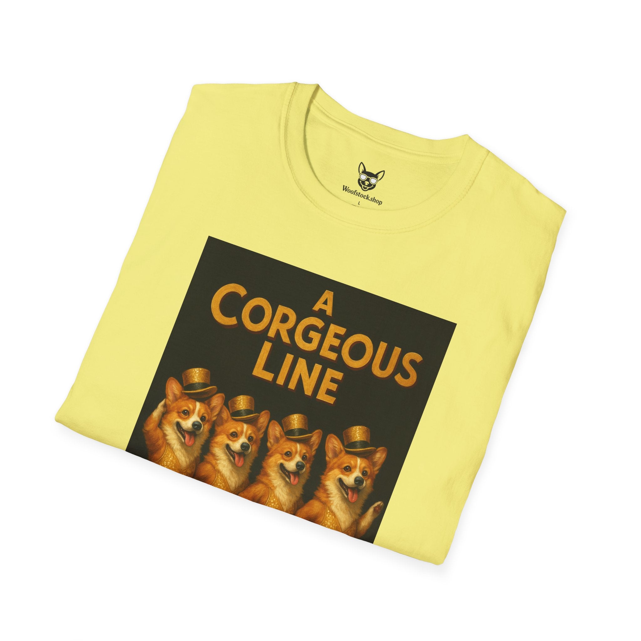 A Chorus Line Broadway Poster Dog Parody Unisex Softstyle T-Shirt -- Funny Tee for Broadway and Dog Lovers